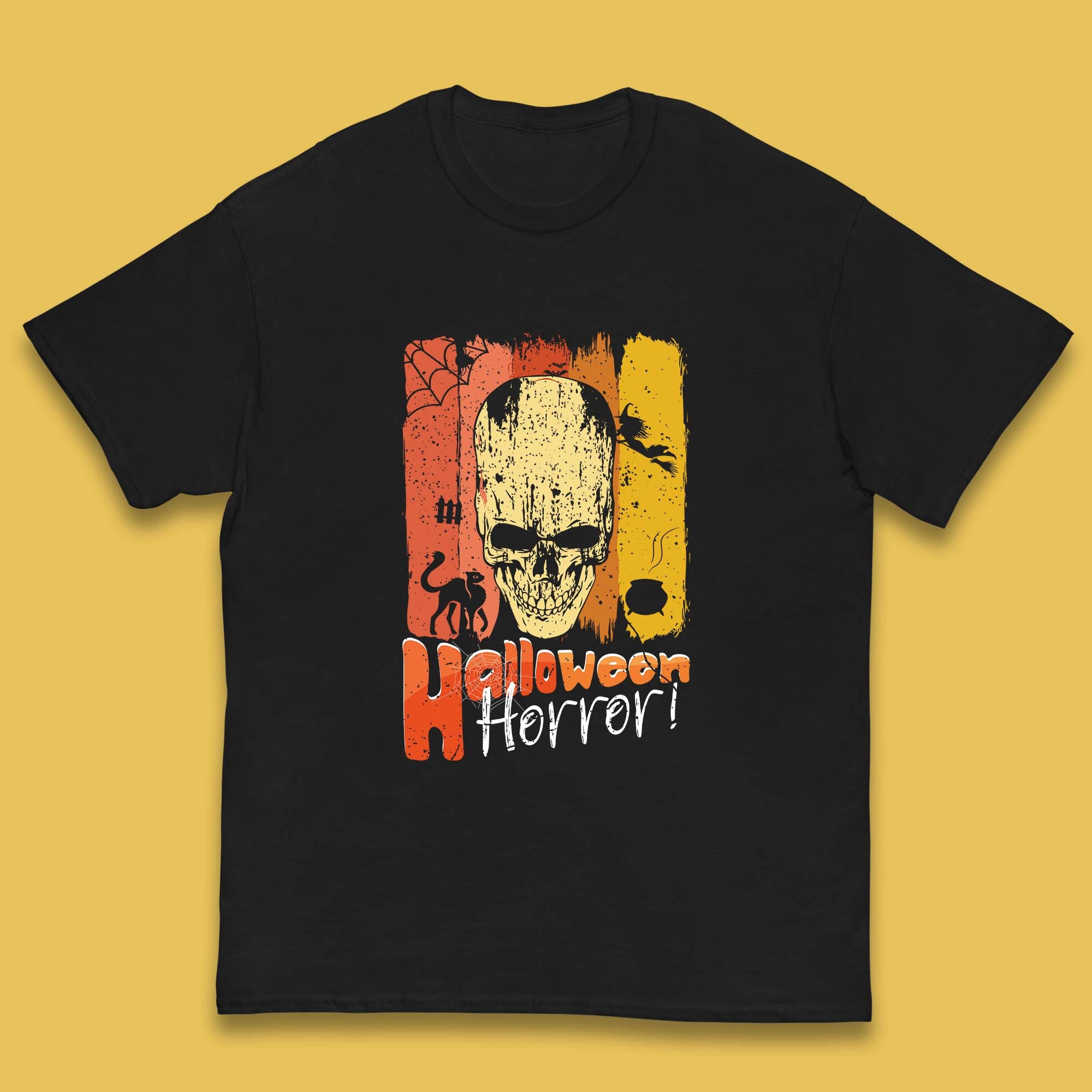 Halloween Horror Skull Vintage Scary Spooky Skeleton Kids T Shirt 120