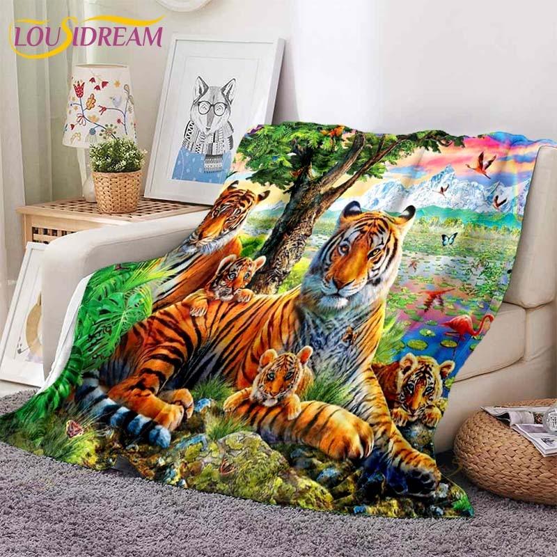 

3D одеяло с тигром, супер мягкое на весну и осень, современное линейное художественное одеяло из шерпа, покрывало для путешествий, Прямая поставка 150x180cm