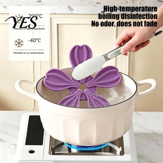 Durable Silicone Coaster Petal Shaped Coaster, Heat Resistant Mat, Non-Slip Baby Safe Kitchen Accessory Dishwasher Pot for Dining Room Non-slip