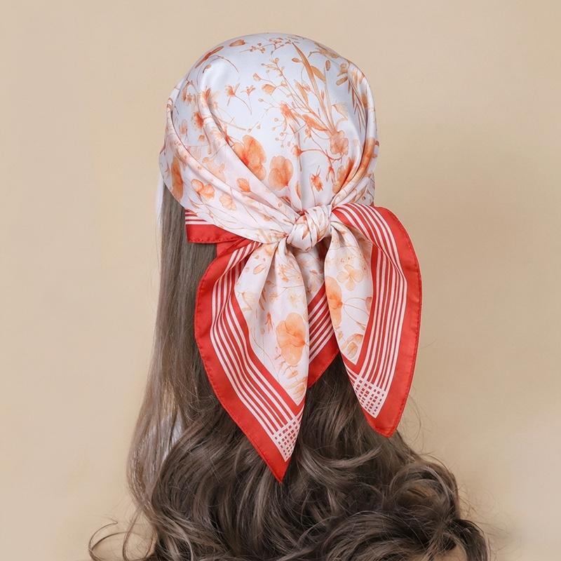 Luxury Scarf Shawl Turban Hijab Print Female Square Headscarf Bandana Neckerchief Headband Windproof Handkerchief Fashion Wraps