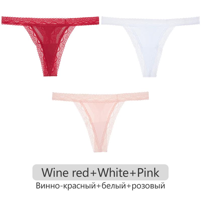 Women Thongs 3Pcs/set Lace G-sting Panties Female Sexy T-Back Underwear S-XL Ladies Thong Underpants Nylon Thongs Lingerie 2023