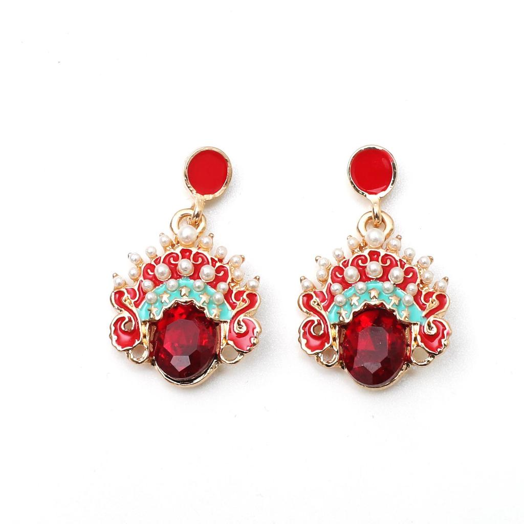 Women's Red Chinese Ethnic Style Dangle Earrings - Elegant Retro Court Design for New Year