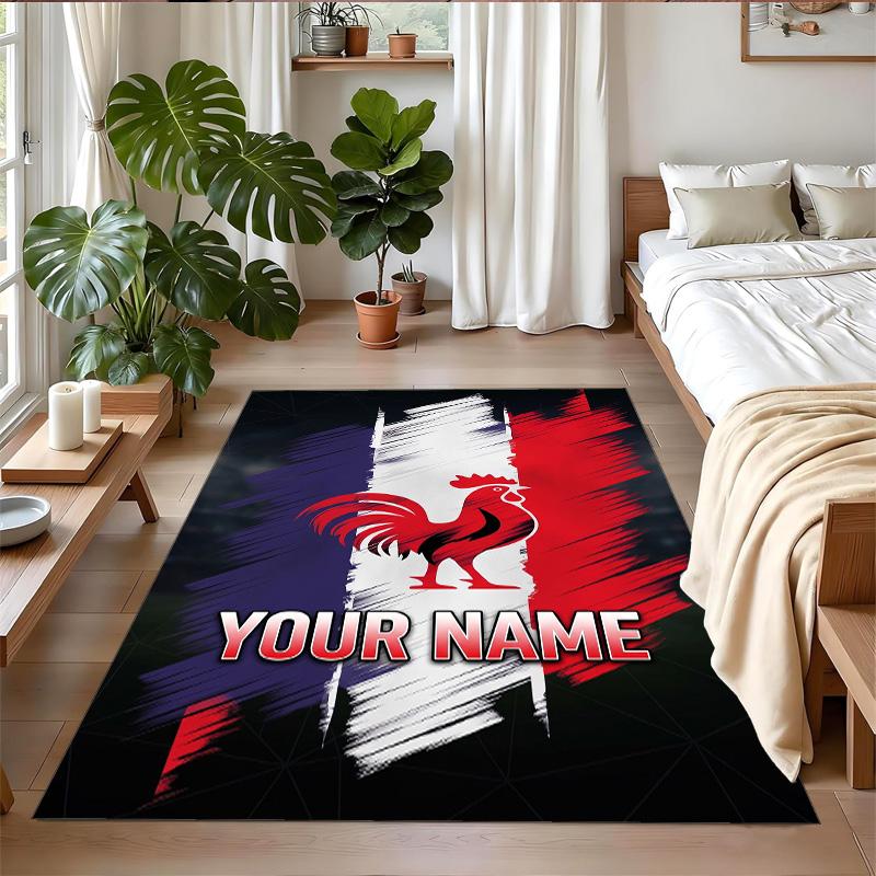 Crystal Velvet Rug Custom Name Text, Soft Non Slip Floor Mat Home DecorFrance national football team