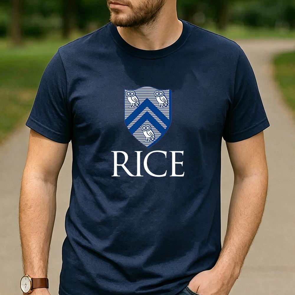 Vintage Rice University Houston Owl Shield Crest Aesthetic Graphic T Shirt Unisex Crew Neck Short Sleeve Alumni Gift Top