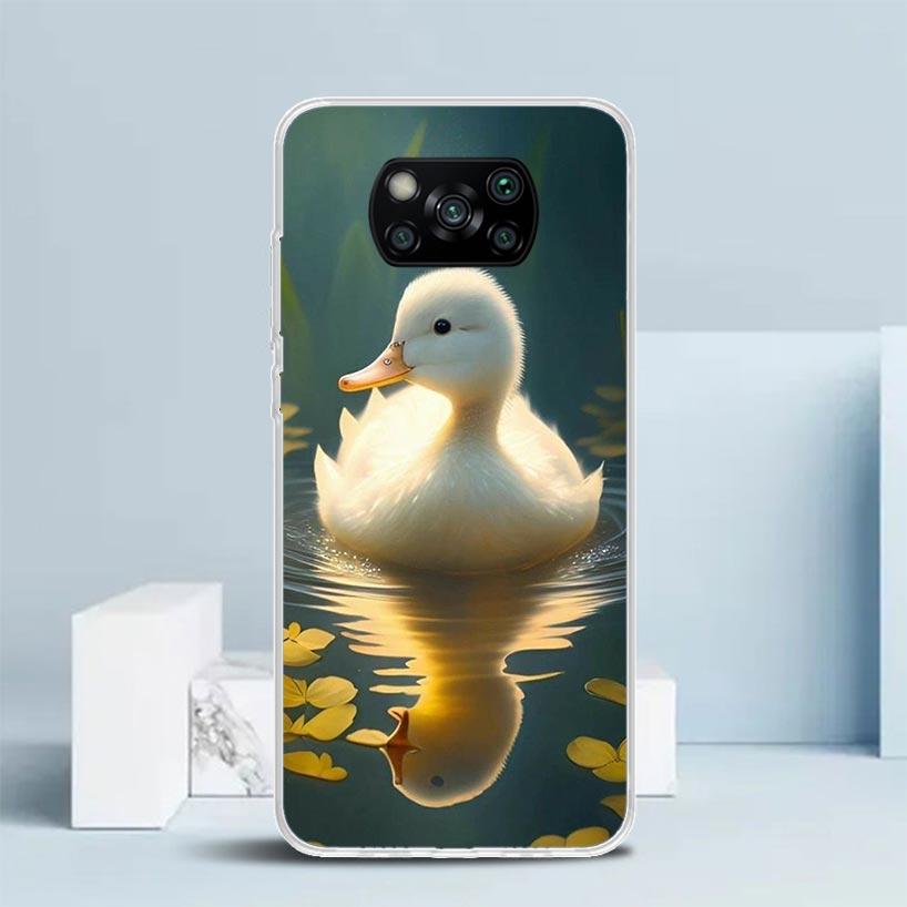 White Swan Grace Art Phone Case For Xiaomi Poco F7 Ultra X5 X6 X7 Pro M7 Redmi 15C 15 13C 13 12C 12 10C 10 10A 9 9C 9A 9T Cover