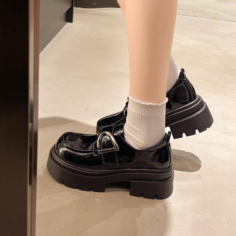 Heels Buckle Casual Leather Shoes Autumn Women Chunky Sneakers Comfortable Pumps High Platform Walking Shoes Woman 2026