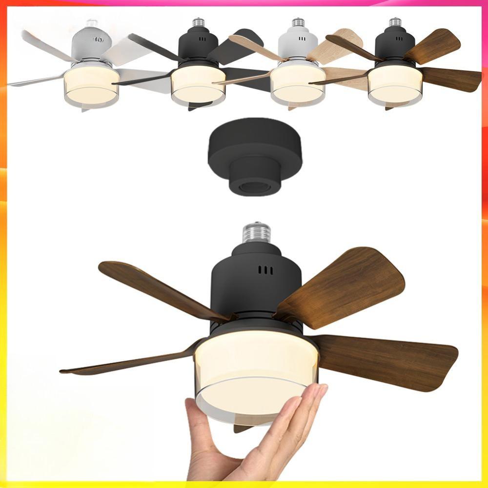 Three Wind Speed Electric Ceiling Fan Light E27 Socket Fan Lamp Living Room Bedroom Dimmable RGB Lighting Ceiling Fan
