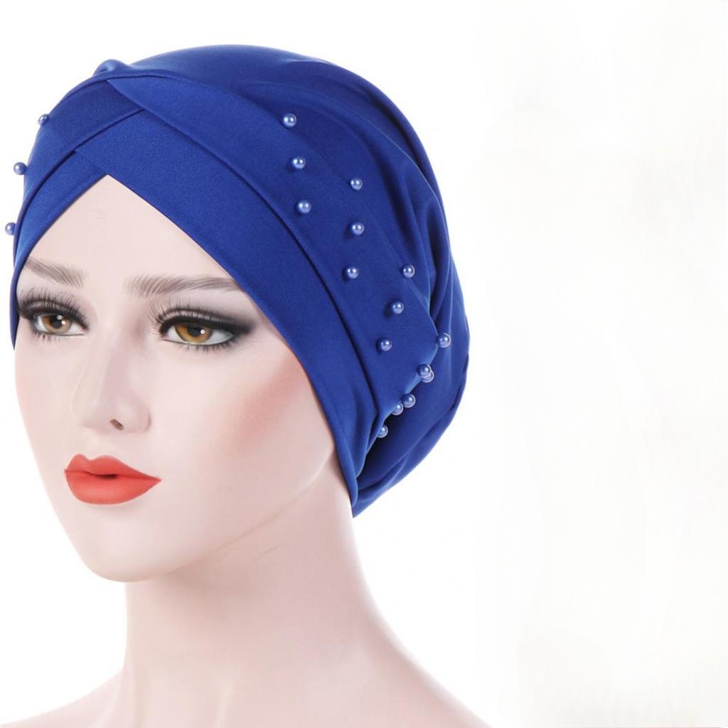 Women Beads Elastic Turban Hat Cancer Chemo Head Wrap EMA
