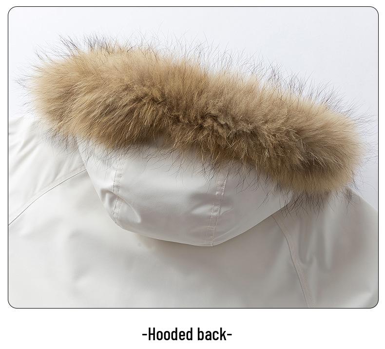 Cross2025 Men's Winter Down Jacket: Multi-Pocket, Detachable Fur Collar, 90% White Duck for Outdoor and Mountaineering.