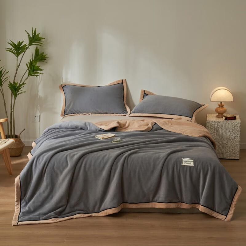 Wuyinliangpin Double-Sided Winter Milk Velvet Blanket for Office Nap, Thickened Throw, Nordic Style Towel Blanket 150*200cm