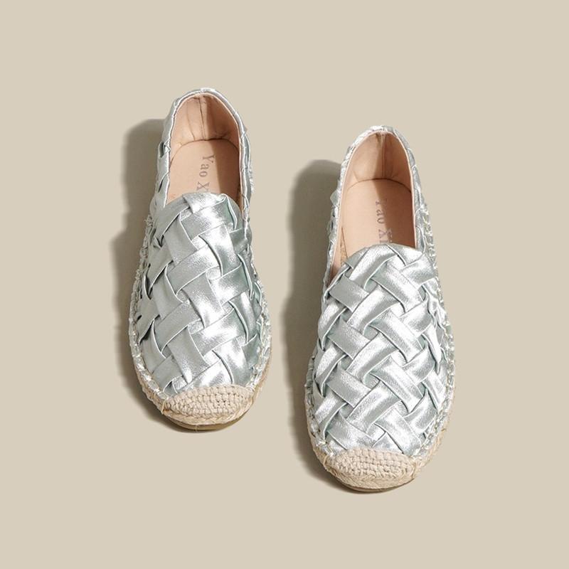 Flat Fisherman Shoes Women's Shoes Big Size Single Shoes Satin Weave One Stirrup Lefse