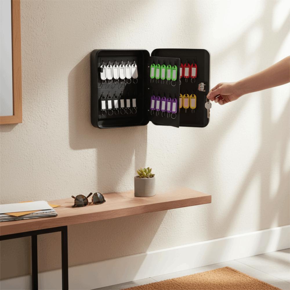 Storage Item Metal Construction Key Box Security Lock Code Lock Key Cabinet Wall Mount Key Card Slot Management Box Organizer