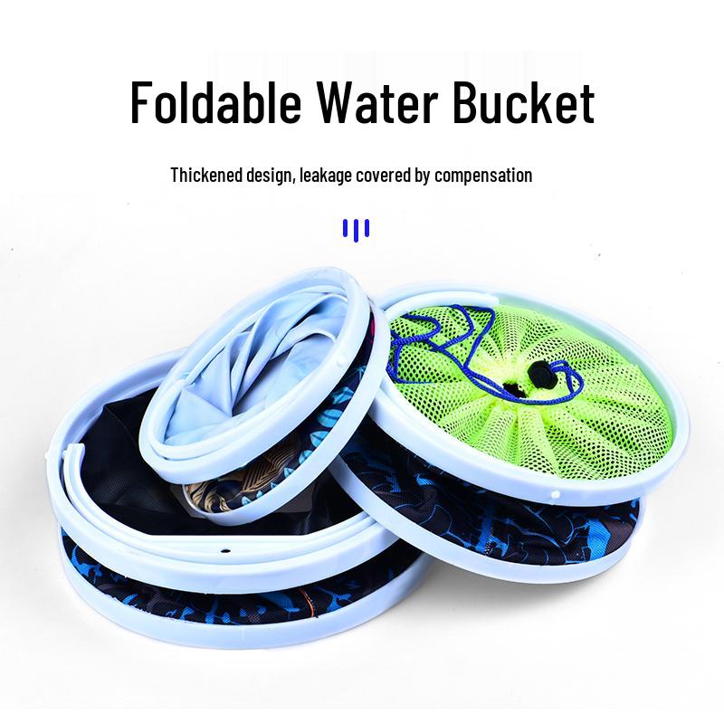 Foldable Fish Bucket with Rope & Anti-jump Net - Multi-functional for Fishing & Fish Protection