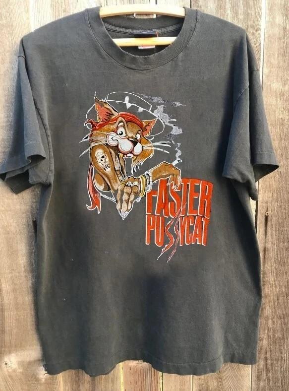 FASTER PUSSYCAT rock tour short sleeve charcoal color classic shirt Unisex T-Shirt XXXL