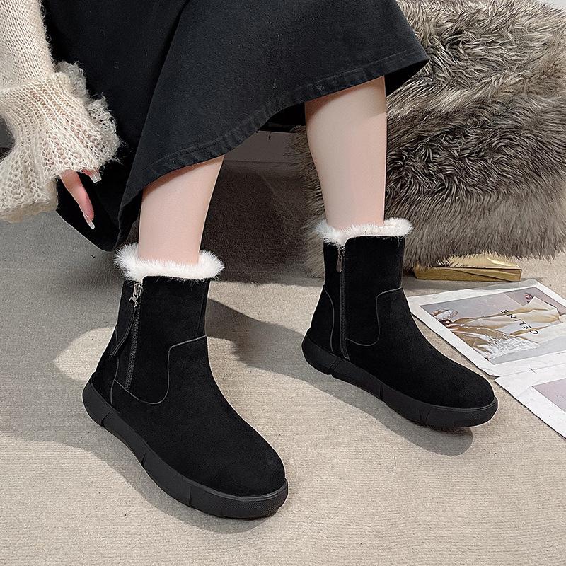 Fashion Womens Boots Elegant Warm Plush Snow Boots Thick Bottom Platform Cotton Shoes for Ladies Casual Suede Ankle Boot Plus Size 42
