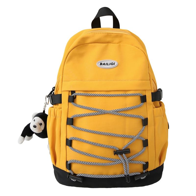 

Жіночий однотонний рюкзак, легкий студентський шкільний рюкзак, чоловічий рюкзак для подорожей на природі жовтий