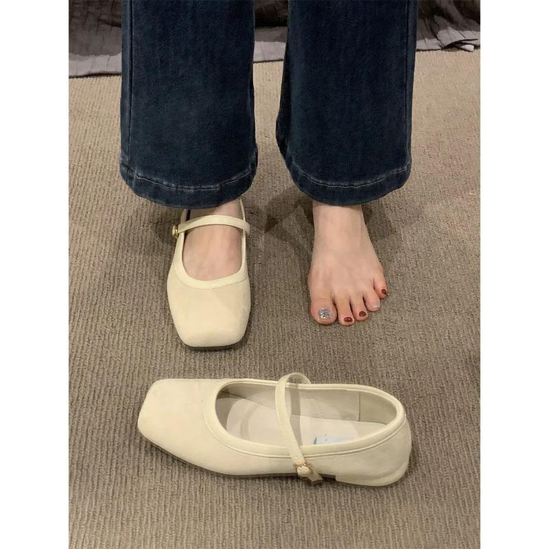 Retro Mary Jane Women's Shoes Spring and Autumn 2025 New Flat-bottomed Suede French Evening Breeze Mary Jane Shoes