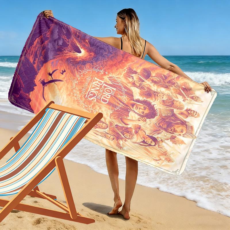 Middle-earth's Epic Saga beach towel Portable for travel Beach towel for vacation photos seaside Absorbent bath towel Outdoor pool towel Fashion