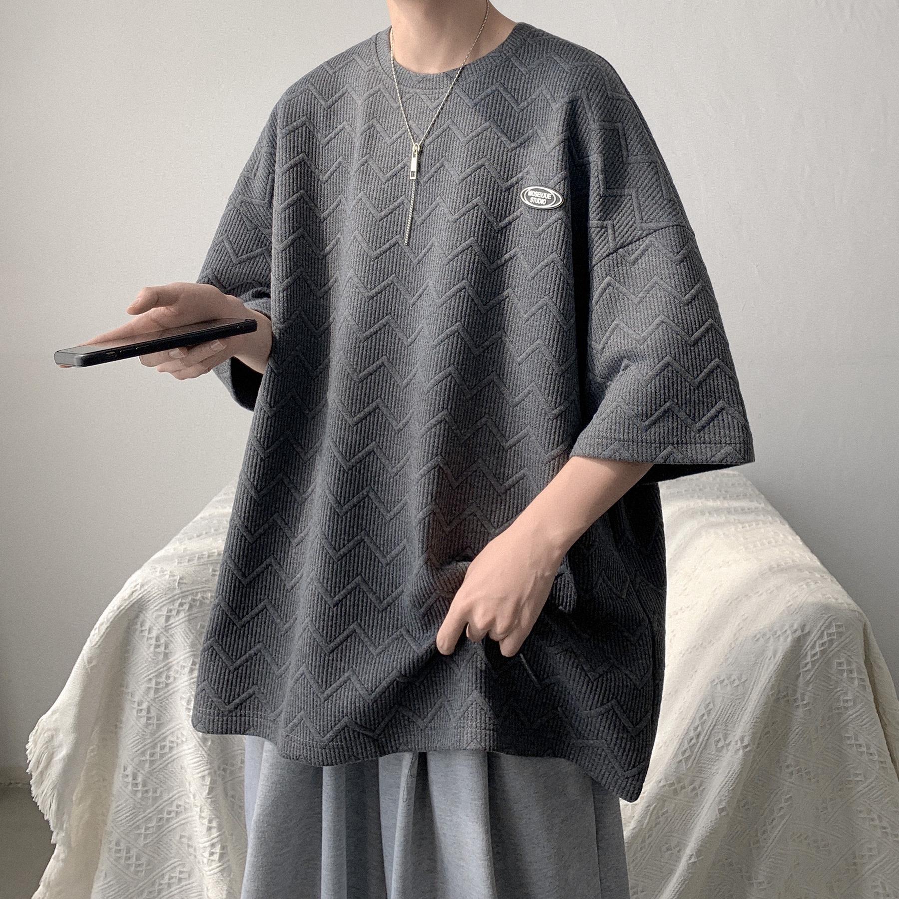 

Мужская летняя корейская модная повседневная футболка с круглым вырезом и коротким рукавом M серый