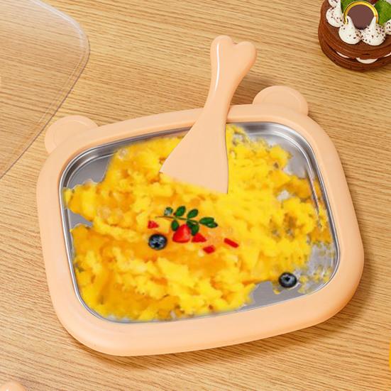 Bear-Shaped Yogurt Ice Cream Maker for Kids Stainless Steel Manual Non-Electric Freezing Dessert Machine for DIY Sorbet Smoothie Bowls