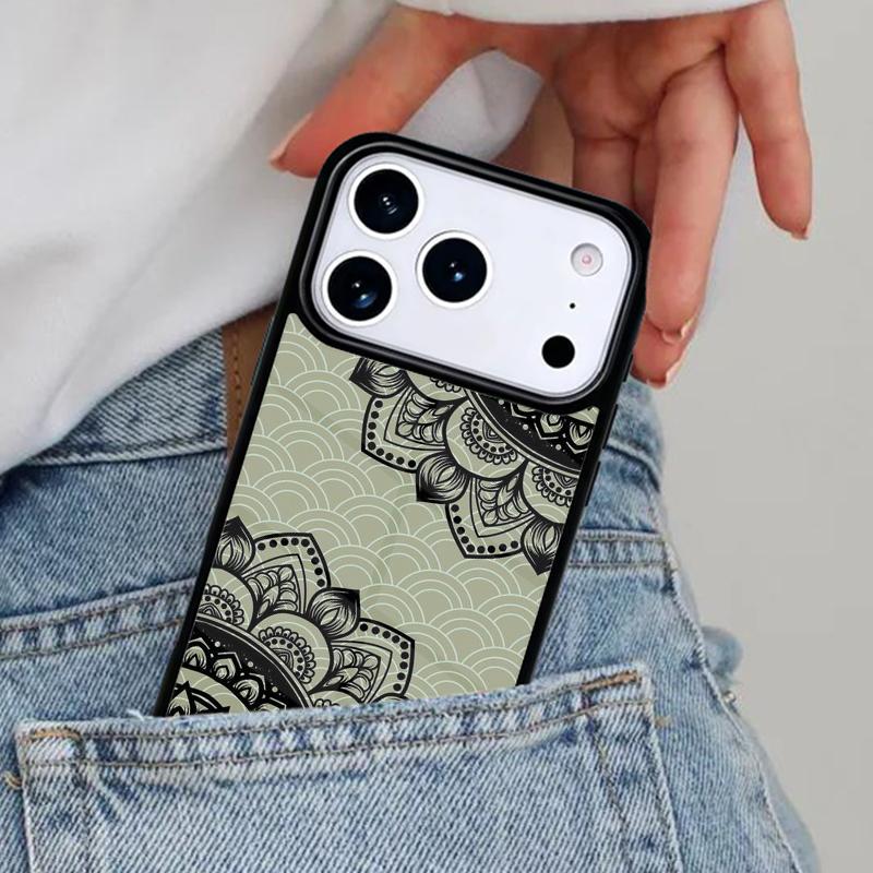 Mandala Wood Floral Phone Case for iPhone 17ProMax 12 13 14 15 16e 17 Pro Max Plus Air Cover