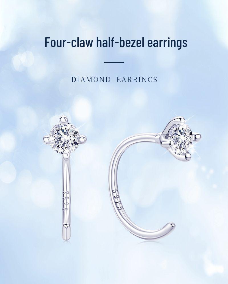 Classic Four-Prong D-Color Moissanite Earrings in 18K Gold-Plated 925 Sterling Silver