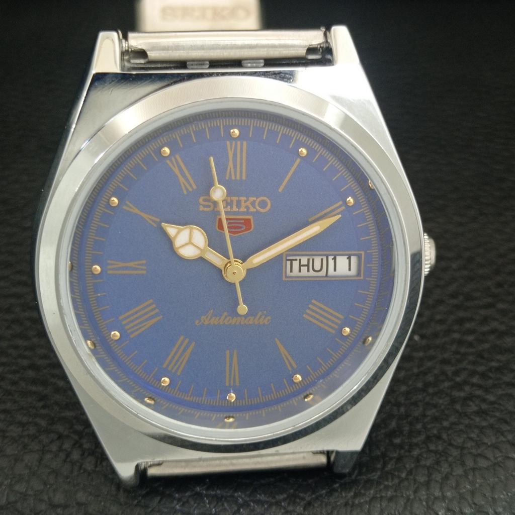 VINTAGE REFURBISHED SEIKO 5 AUTOMATIC JAPAN MENS ROMAN FIGURE WATCH a442636-1