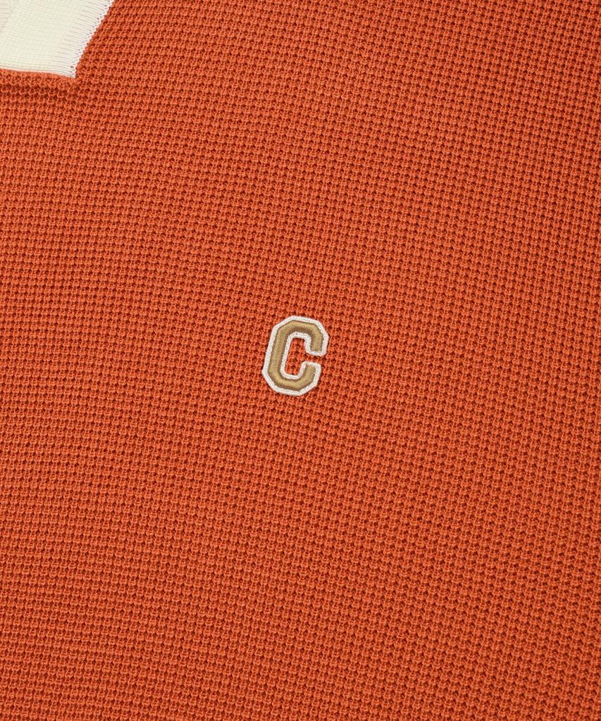 COVERNAT Open Collar Half Knit Orange