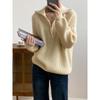 Lazy wind thickened lapel sweater women's autumn and winter soft waxy pullover zipper sweater knitted sweater jacket women