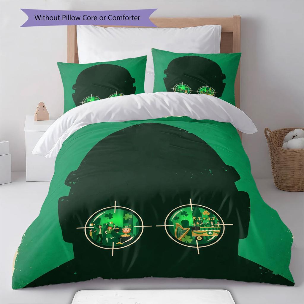 Leon Muster Bettwäsche Steppdecke Set Bettbezug Kissenbezug Heimdekoration Geburtstagsgeschenk (1 Bettbezug + 2 Kissenbezüge, ohne Füllung)