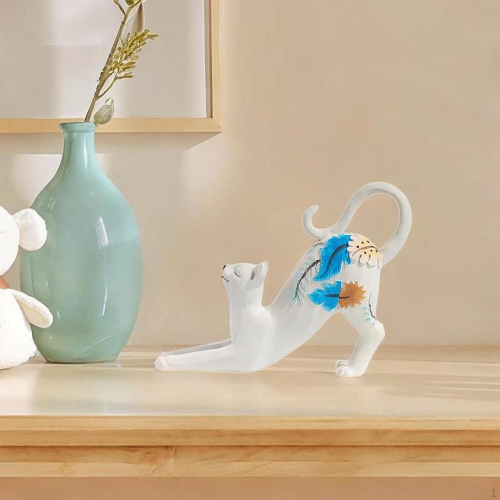 Cat Stretching Statue Home Decoration Creative Cartoon Handicraft Cute Gifts Resin Sculpture Desktop
