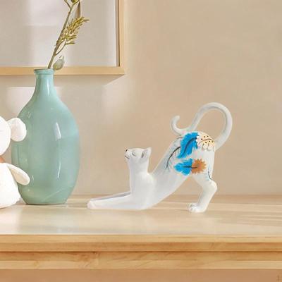 Cat Stretching Statue Home Decoration Creative Cartoon Handicraft Cute Gifts Resin Sculpture Desktop