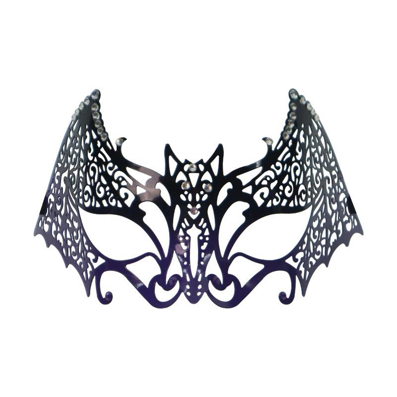 Carnival Masquerade Ball Diamond Encrusted Iron Half Face Bat Mask Halloween Party Sexy Iron Eye Mask