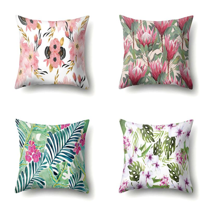 Polyester Pillowcase Plant Decoration Home Printed Pillow Car Waist Cushion Sofa Bed Head Cushion Cover