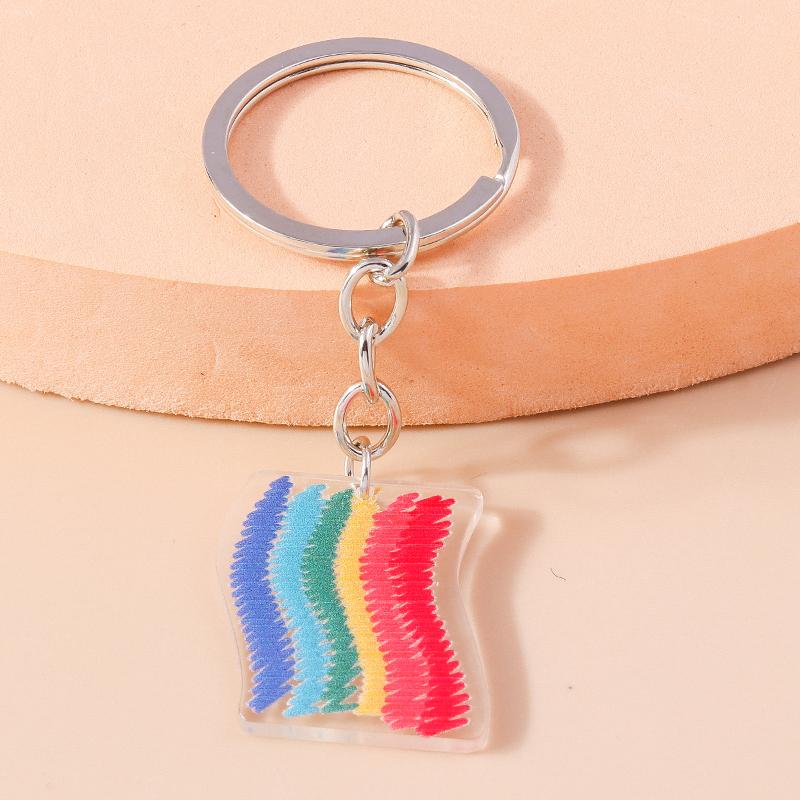 Colorful Rainbow Keychain Smile Cloud Key Rings Resin Key Chains for Women Girls Handbag Gift Jewelry Accessories
