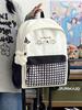 Schoolbag Japanese Cartoon Cat Embroidered Backpack Multi-color Plaid Splicing Student Schoolbag with Pendant Large Capacity Campus Backpack