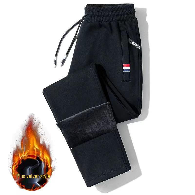 Men's Fleece-Lined Casual Plus Size Cuffed Sweatpants - Thick, Versatile, Outdoor & Trendy