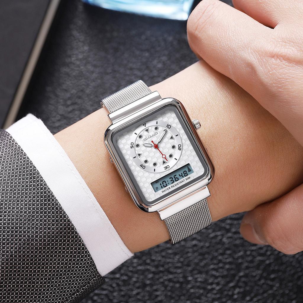 Steel belt gold watch men's electronic watch multi-function business electronic watch