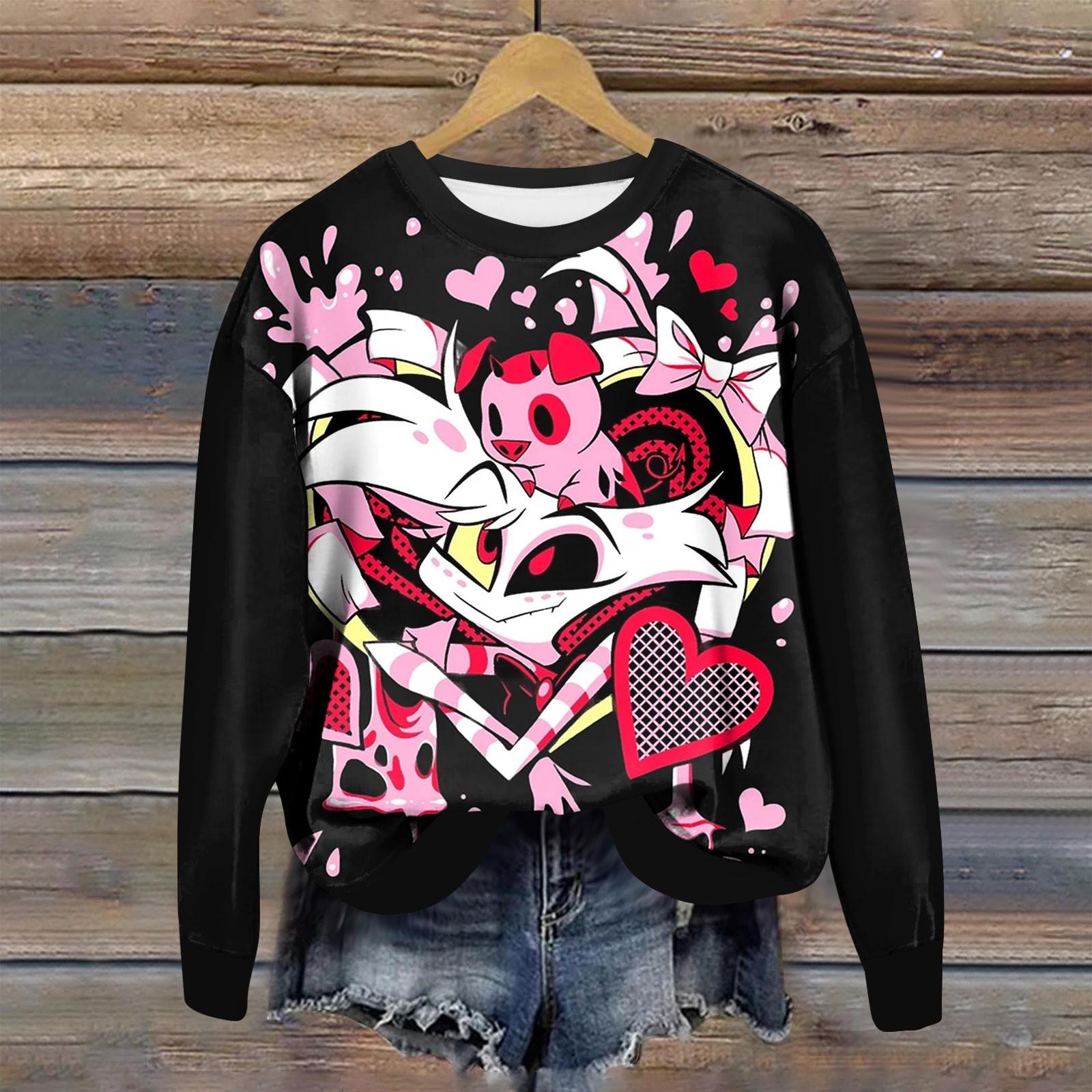 

Женская повседневная модная толстовка с длинным рукавом и круглым вырезом с принтом, пуловер, верхняя блузка S розовый