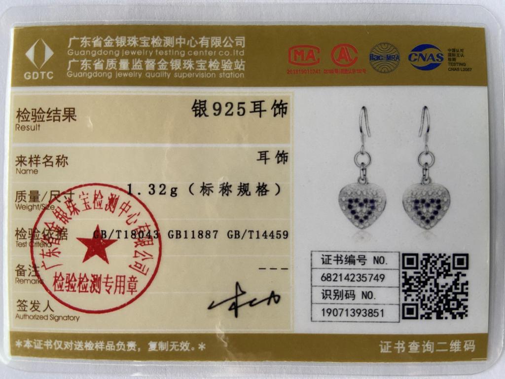 925 Sterling Silver Heart AAA Zircon Earrings Wedding Jewelry