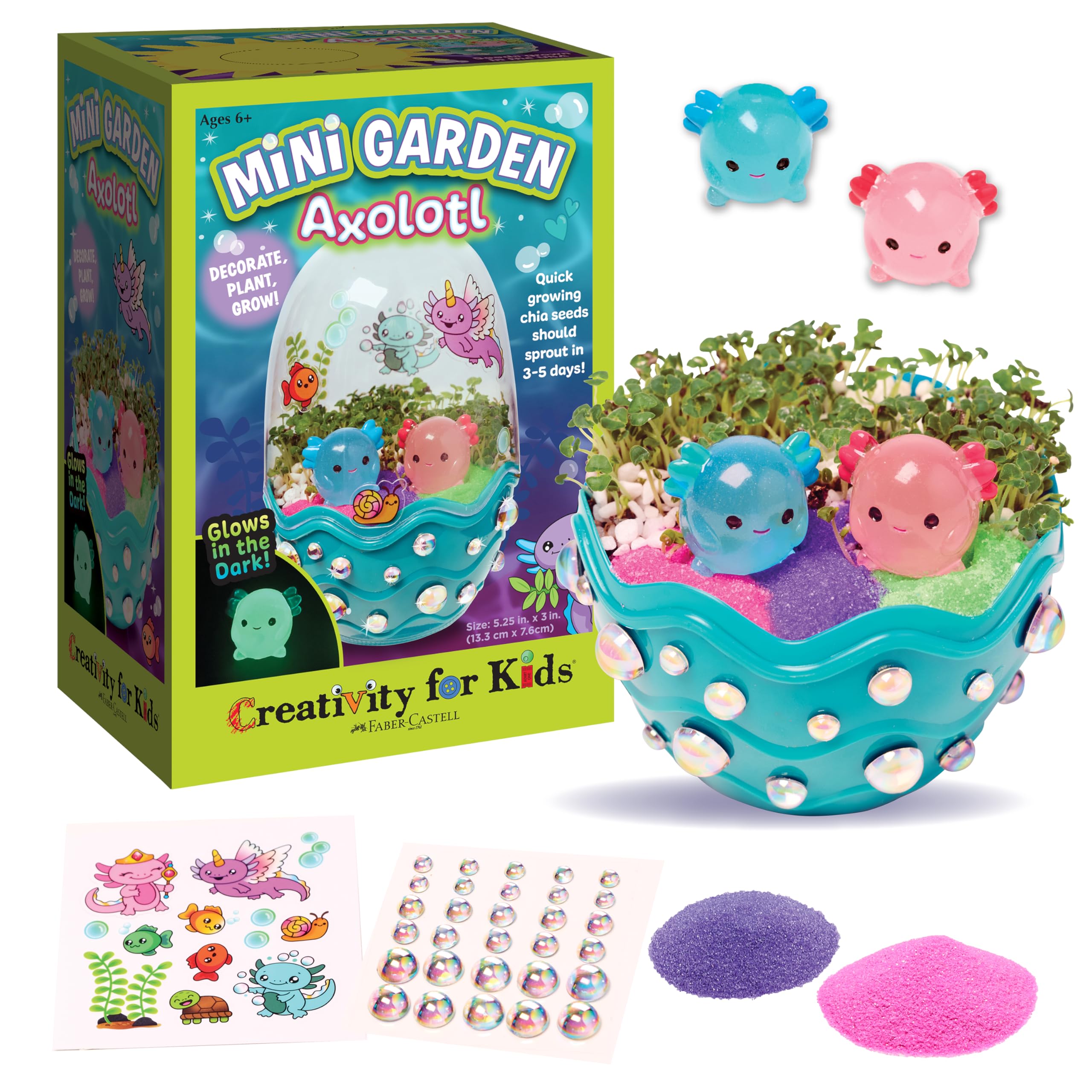 Creativity for Kids Mini Garden: Axolotl Terrarium - STEM Science Kit for Kids, Axolotl Arts and Crafts for Kids, Kids Gifts | Spring Gifts & DIY Mini Garden