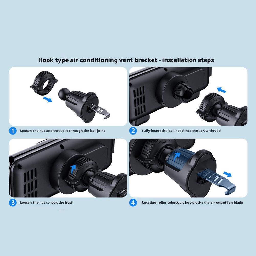 Wireless Fast Charging Suction Cup Auto Phone Holder Universal IPhone Car Smart Angle Air Conditioner Vent  Phone Base