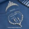Ladies' fashionable water droplet light luxury necklace earrings crown Zircon set wedding party holiday gift
