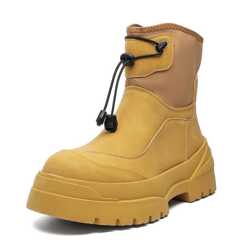 Autumn Men's Boots Winter Fur Ankle Boots Design Denim Cool Chelsea Boots for Men