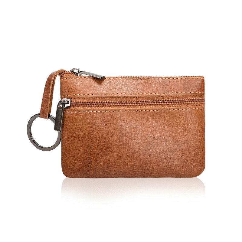 Genuine Leather Women's Coin Purse with Key Ring Small Coin Holder Card Case Mini Pouch Change Wallet