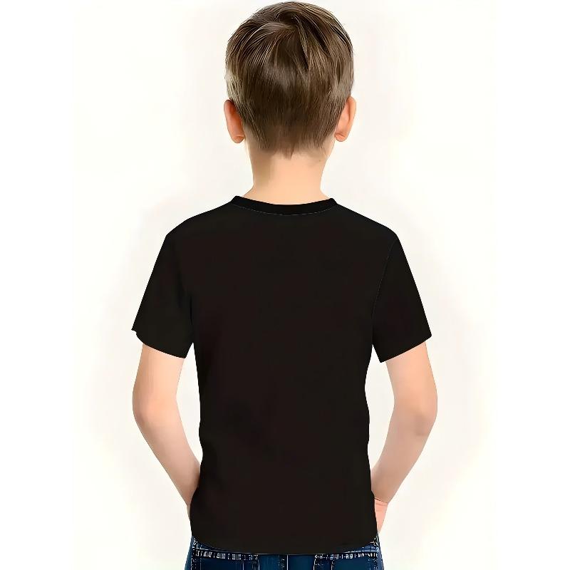 European sizes Boys Clothing T Shirt Youth Black Version Unisex Crew Neck Casual Style Perfect for Summer