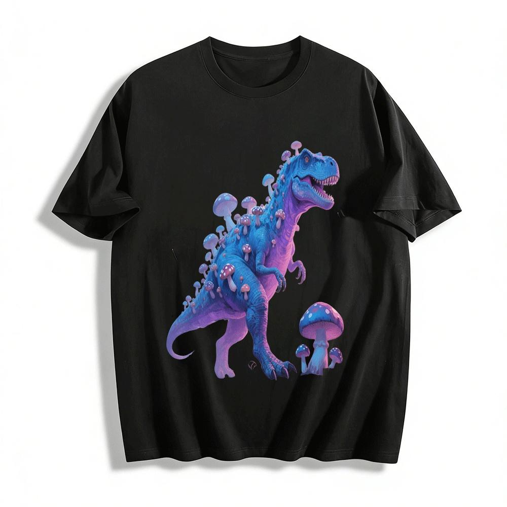 Mushroom T-Rex Graphic Tee Cool Casual Top For Men Women Pure cotton T-shirt XXS