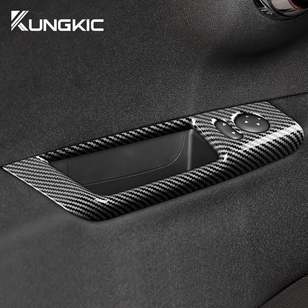 For Fiat 500 Abarth 595 695 2008-2025 ABS Carbon Fiber LHD Car Rearview Mirror Adjustment Window Button Switch Storage Sticker