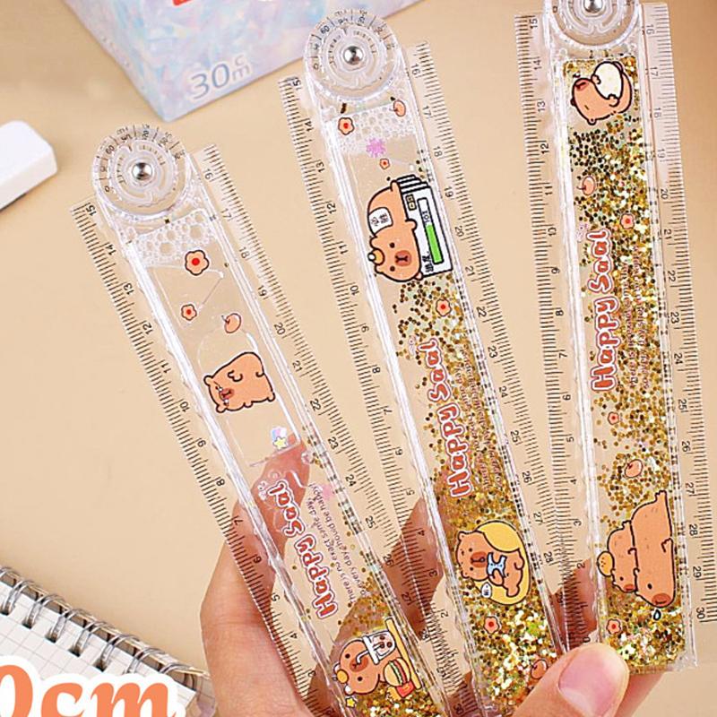 

Зыбучий песок 30 см Капибара Прозрачные мультяшные складные прямые линейки Детские школьные канцелярские принадлежности Измерительный инструмент для рисования