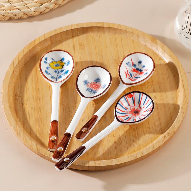 Trendy Ceramic Long Handle Spoon - Perfect for Soup, Coffee & Kids
